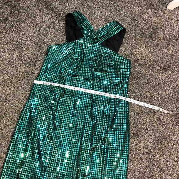 Handmade vintage green metallic retro sequins dress - Picture 7 of 8